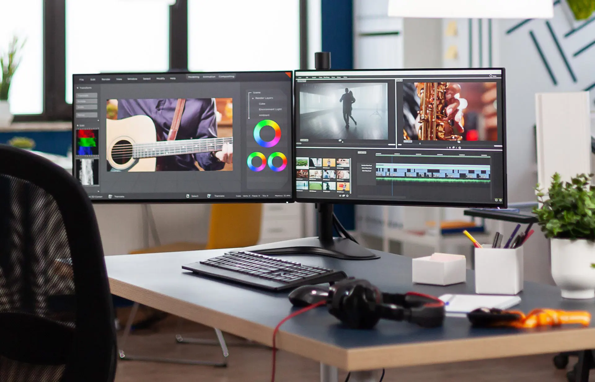 twee beeldschermen monitor scherm