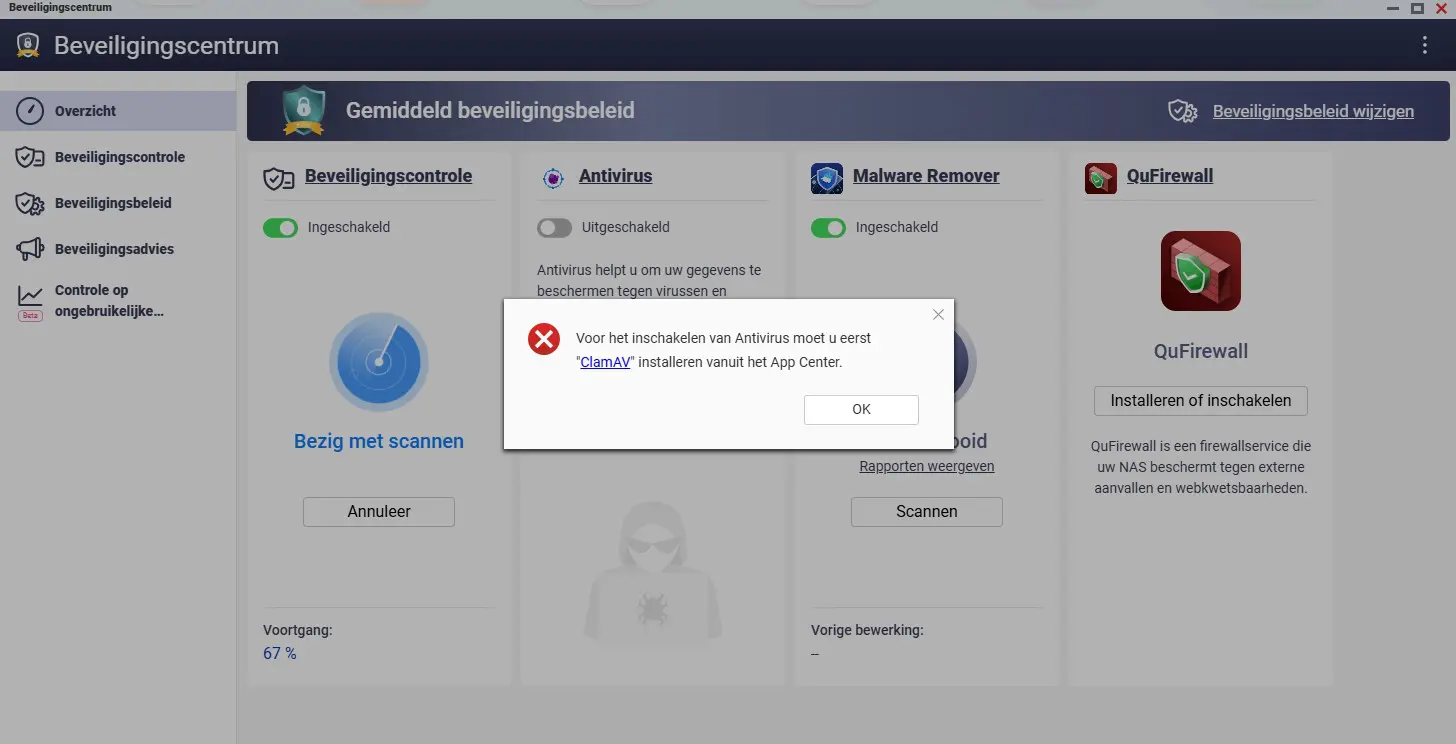 Qnap QTS Centre de sécurité des fichiers