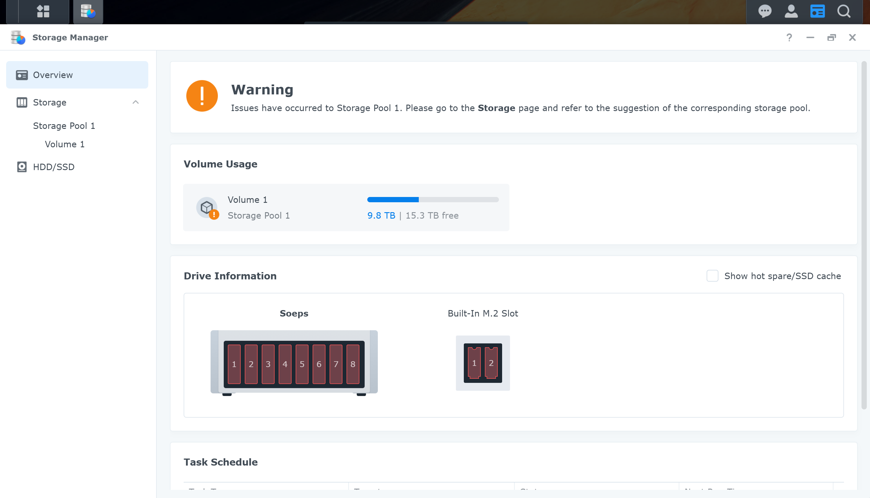 Avertissement HDD Synology