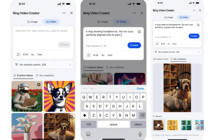 Bing lance un outil d’IA gratuit pour créer des vidéos à partir de texte