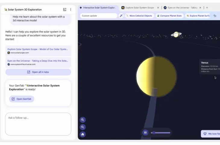 Google GenTabs transforme les onglets en applications web interactives