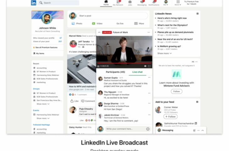 LinkedIn live broadcast